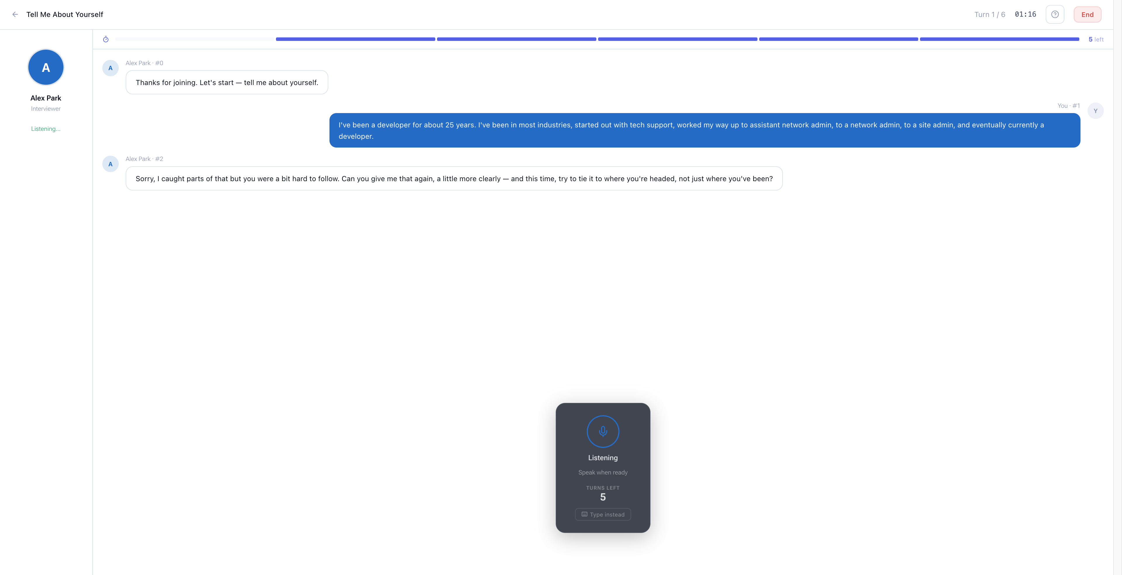 Presentr Practice — active session with AI coaching feedback